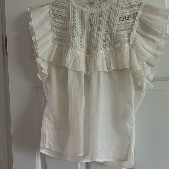Veronica Beard Tamsyn Blouse Lace Ruffled Flutter Sleeve Off White size 6 - Picture 1 of 5